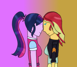Size: 873x768 | Tagged: safe, artist:fluffysam1212, sci-twi, sunset shimmer, twilight sparkle, equestria girls, g4, 1000 hours in ms paint, female, lesbian, ms paint, ship:sci-twishimmer, ship:sunsetsparkle, shipping, wat