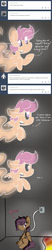 Size: 1024x4952 | Tagged: safe, artist:rosexknight, scootaloo, ghost, ghost pony, pegasus, pony, undead, ask factory scootaloo, fanfic:rainbow factory, g4, collar, comic, dog collar, ghostly scootaloo, leash, spectra