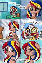 Size: 632x960 | Tagged: safe, artist:emositecc, oc, oc only, oc:indonisty, oc:kwankao, oc:pearl shine, oc:rosa blossomheart, oc:temmy, pony, bread, comic, crying, feels, food, nation ponies, picture, sad, singapore, tears of joy