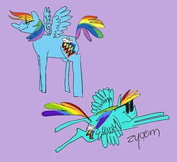 Size: 1200x1100 | Tagged: safe, artist:msponies, rainbow dash, pegasus, pony, g4, cool, female, flying, purple background, simple background, smiling, solo, spread wings, sunglasses, wings