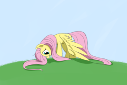 Size: 3496x2362 | Tagged: safe, artist:taurson, fluttershy, pegasus, pony, g4, atg 2017, cute, female, grass, grazing, herbivore, high res, horses doing horse things, looking down, mare, newbie artist training grounds, shyabetes, solo, spread wings, wings