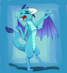 Size: 1200x1300 | Tagged: safe, artist:passigcamel, princess ember, dragon, g4, eyes closed, female, open mouth, sleepy, solo, yawn