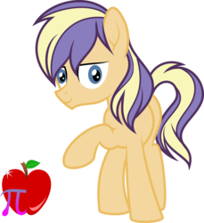 Size: 1069x1167 | Tagged: safe, artist:jitterbases, oc, oc only, oc:hard apple, earth pony, pony, base used, magical lesbian spawn, male, offspring, parent:applejack, parent:rarity, parents:rarijack, raised hoof, simple background, solo, stallion, transparent background