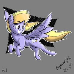 Size: 2000x2000 | Tagged: safe, artist:floofyfoxcomics, cloud kicker, pony, g4, colored sketch, female, flying, high res, sketch, solo
