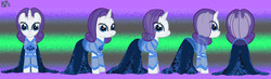 Size: 3600x1050 | Tagged: safe, artist:kelseyleah, rarity, pony, g4, clothes, dress, female, solo, transparent mane, turnaround