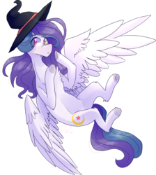 Size: 1024x1144 | Tagged: safe, artist:erinartista, oc, oc only, oc:shylu, pegasus, pony, female, hat, heterochromia, mare, simple background, solo, transparent background, witch hat