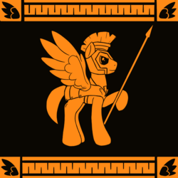 Size: 720x720 | Tagged: safe, artist:redquoz, pegasus, pony, ancient greece, armor, atg 2017, greek, male, monochrome, newbie artist training grounds, pottery, royal guard, solo, spear, style emulation, vase, weapon