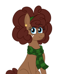 Size: 1024x1139 | Tagged: safe, artist:pink-pone, oc, oc only, oc:hazelnut, earth pony, pony, clothes, female, mare, scarf, simple background, sitting, solo, transparent background