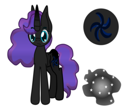 Size: 1441x1225 | Tagged: safe, artist:casanova-mew, oc, oc only, oc:nebula, pony, unicorn, female, mare, offspring, parent:king sombra, parent:princess luna, parents:lumbra, reference sheet, solo