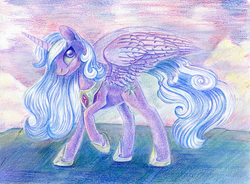 Size: 999x737 | Tagged: safe, artist:maytee, oc, oc only, oc:princess moonlight, alicorn, pony, alicorn oc, solo, traditional art