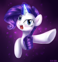 Size: 965x1035 | Tagged: safe, artist:tcn1205, rarity, pony, unicorn, g4, blushing, bust, female, glowing horn, horn, mare, open mouth, solo