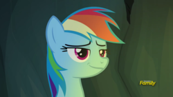 Size: 1920x1080 | Tagged: safe, screencap, rainbow dash, pony, campfire tales, g4, discovery family logo, faic, rainbow dash is best facemaker, smug, smugdash