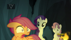 Size: 1920x1080 | Tagged: safe, screencap, rarity, scootaloo, sweetie belle, pony, campfire tales, g4, discovery family logo, tv-y