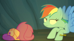 Size: 1920x1080 | Tagged: safe, screencap, rainbow dash, scootaloo, pony, campfire tales, g4, discovery family logo