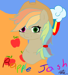 Size: 315x350 | Tagged: safe, artist:discordeddark2, applejack, rainbow dash, oc, oc:rapple jash, pony, g4, fusion, solo