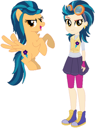 Size: 421x564 | Tagged: safe, artist:sarahgdo, indigo zap, human, pegasus, pony, equestria girls, g4, base used, cute, duo, female, human ponidox, mare, ms paint, self ponidox, shoes, sneakers, zapabetes