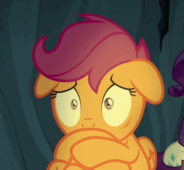 Mlp gif. MLP scared. Скуталу пони гиф. Scootaloo uvula.
