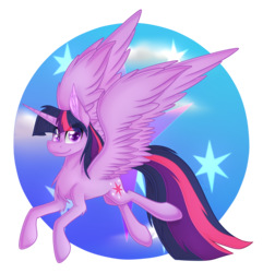 Size: 2790x2891 | Tagged: safe, artist:spirit-1, twilight sparkle, alicorn, pony, g4, female, flying, high res, solo, twilight sparkle (alicorn)