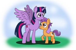 Size: 4000x2672 | Tagged: safe, artist:uniqueskd, tender taps, twilight sparkle, alicorn, pony, g4, commission, cute, female, male, shipping, straight, straight shota, tenderbetes, twiabetes, twilight sparkle (alicorn), twitaps