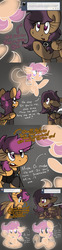 Size: 2048x8194 | Tagged: safe, artist:rosexknight, scootaloo, ghost, ghost pony, pegasus, pony, undead, ask factory scootaloo, fanfic:rainbow factory, g4, chains, clothes, collar, comic, dog collar, factory scootaloo, ghostly scootaloo
