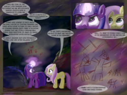 Size: 1707x1280 | Tagged: safe, artist:halflingpony, fluttershy, twilight sparkle, alicorn, pony, g4, archaeology, atg 2017, cave, cave painting, comic, dancing, glowing horn, horn, magic, newbie artist training grounds, singing