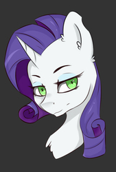 Size: 607x896 | Tagged: safe, artist:tavifly, rarity, pony, g4, bust, dark side, female, green eyes, inspirarity, portrait, possessed, smiling, solo
