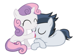 Size: 1489x1106 | Tagged: safe, artist:lunaticdawn, edit, rumble, sweetie belle, pony, g4, cute, female, fetish, hoof fetish, hoof licking, hoof polish, licking, male, nail polish, ship:rumbelle, shipping, simple background, straight, transparent background, vector