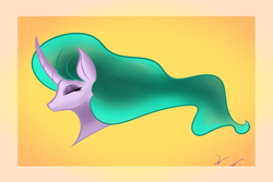 Size: 3000x2000 | Tagged: safe, artist:wilshirewolf, mistmane, pony, unicorn, campfire tales, g4, my little pony: friendship is magic, bust, curved horn, female, flowing mane, high res, horn, mare, simple background