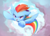 Size: 1138x810 | Tagged: safe, artist:maren, rainbow dash, pegasus, pony, g4, cute, dashabetes, female, flying, mare, open mouth, solo, underhoof