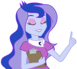 Size: 2500x2252 | Tagged: safe, artist:famousmari5, princess luna, vice principal luna, a banner day, equestria girls, g4, my little pony equestria girls: friendship games, clipboard, eyes closed, female, high res, simple background, solo, transparent background, vector