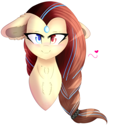 Size: 4000x4000 | Tagged: safe, artist:doux-ameri, oc, oc only, oc:pixel, earth pony, pony, absurd resolution, bust, female, floppy ears, heterochromia, mare, portrait, simple background, solo, transparent background