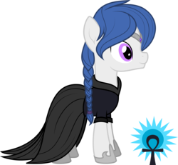 Size: 2471x2279 | Tagged: safe, artist:jitterbases, oc, oc only, oc:azurite, earth pony, pony, braid, clothes, dress, female, high res, mare, offspring, parent:king sombra, parent:princess celestia, parents:celestibra, simple background, solo, transparent background