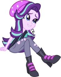 Size: 389x492 | Tagged: dead source, safe, artist:princessfireshiner, starlight glimmer, equestria girls, equestria girls specials, g4, my little pony equestria girls: mirror magic, beanie, clothes, female, hat, simple background, sitting, smiling, solo, transparent background, vector