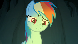 Size: 1920x1080 | Tagged: safe, screencap, rainbow dash, pegasus, pony, campfire tales, g4, cute, dashabetes, female, mare, smiling, solo