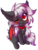 Size: 1415x1843 | Tagged: safe, artist:gicme, oc, oc only, oc:dusty fang, bat pony, pony, bat pony oc, collar, cute, fluffy, one eye closed, simple background, transparent background, wink, ych result