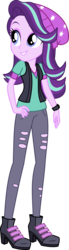Size: 3000x10830 | Tagged: safe, artist:aqua-pony, starlight glimmer, equestria girls, equestria girls specials, g4, my little pony equestria girls: mirror magic, beanie, clothes, cute, female, glimmerbetes, hand on hip, hat, pants, shirt, simple background, smiling, solo, transparent background, vector, vest