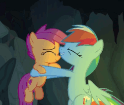 Size: 317x270 | Tagged: safe, screencap, rainbow dash, scootaloo, pegasus, pony, campfire tales, g4, animated, cute, eyes closed, female, filly, flapping, flapping wings, foal, gif, holding a pony, mare, open mouth, playing, scootalove, spread wings, the cmc's cutie marks, throwing, upsies, weapons-grade cute, wings