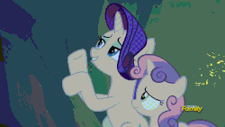 Size: 1920x1080 | Tagged: safe, edit, edited screencap, screencap, rarity, sweetie belle, pony, unicorn, campfire tales, g4, absurd file size, absurd gif size, animated, female, filly, gif, gremlin, gremlins, gremlins 2, mare, shadow puppets