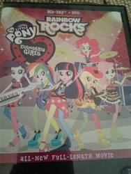 Size: 720x960 | Tagged: safe, applejack, fluttershy, pinkie pie, rainbow dash, rarity, twilight sparkle, equestria girls, g4, my little pony equestria girls: rainbow rocks, dvd, irl, photo, rainbow rocks outfit