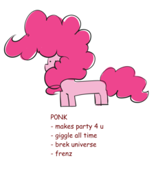 Size: 1046x1136 | Tagged: safe, artist:ratcha, pinkie pie, earth pony, pony, g4, 1000 years in photoshop, female, giant hair, mare, ponk, simple background, simplistic art style, solo, traits, white background