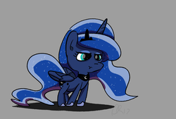 Size: 1295x874 | Tagged: safe, artist:davierocket, princess luna, alicorn, pony, g4, female, gray background, grumpy, scrunchy face, simple background, solo