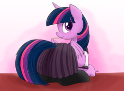 Size: 2600x1915 | Tagged: safe, artist:j24262756, twilight sparkle, alicorn, pony, g4, atg 2017, blushing, clothes, female, looking at you, looking back, mare, newbie artist training grounds, solo, twilight sparkle (alicorn)