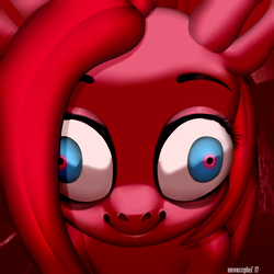 Size: 2000x2000 | Tagged: safe, artist:meowcephei, pinkie pie, earth pony, pony, g4, close-up, creepy, female, high res, looking at you, mare, pinkamena diane pie, solo