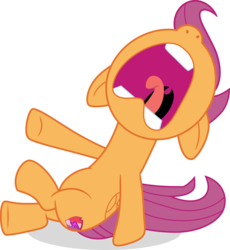 Size: 4633x5037 | Tagged: safe, artist:shutterflyeqd, scootaloo, pony, campfire tales, g4, absurd resolution, female, frightened, nose in the air, open mouth, screaming, simple background, solo, tongue out, transparent background, vector