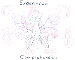 Size: 1500x1200 | Tagged: safe, artist:stillwaterspony, twilight sparkle, alicorn, pony, g4, atg 2017, book, glowing eyes, magic, multiple wings, newbie artist training grounds, rough, sketch, twilight sparkle (alicorn)