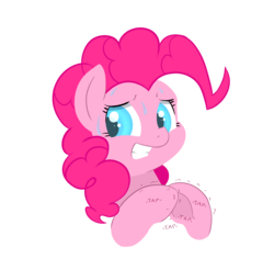 Size: 1440x1359 | Tagged: safe, artist:chromaskunk, artist:trickydick, pinkie pie, earth pony, pony, g4, collaboration, female, nervous, simple background, solo, sweat, sweating profusely, transparent background