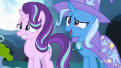 Size: 1366x768 | Tagged: safe, screencap, starlight glimmer, trixie, pony, g4, to change a changeling