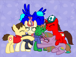 Size: 1159x879 | Tagged: safe, moondancer, oc, oc:ian, pony, g4, base used, clothes, glasses, hat, sweater, vest, youtubers, youtubers reference