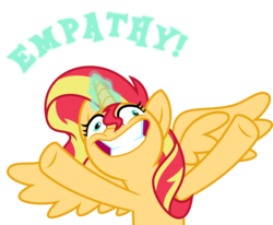 Size: 5000x4125 | Tagged: safe, artist:orin331, sunset shimmer, alicorn, pony, g4, absurd resolution, alicornified, context is for the weak, element of empathy, empathy, faic, female, grin, happiness, insanity, mare, race swap, rarisnap, shimmercorn, simple background, smiling, snapset shimmer, solo, spread wings, transparent background, vector, why i'm creating a gown darling, wings