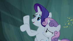 Size: 1280x720 | Tagged: safe, screencap, rarity, sweetie belle, pony, campfire tales, g4